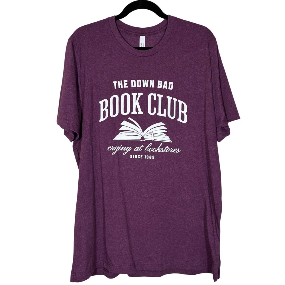 Bella Canvas Down‎ Bad Book Club Purple Graphic T-Shirt XL Crying at Bookstores